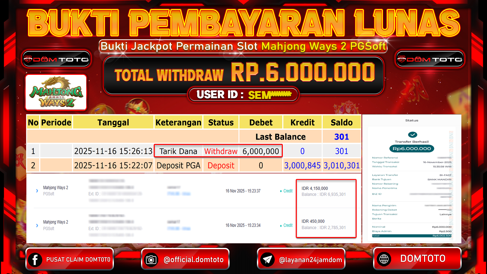 JACKPOT SLOT Mahjong Ways 2 PGSoft Play 16 NOVEMBER 2025